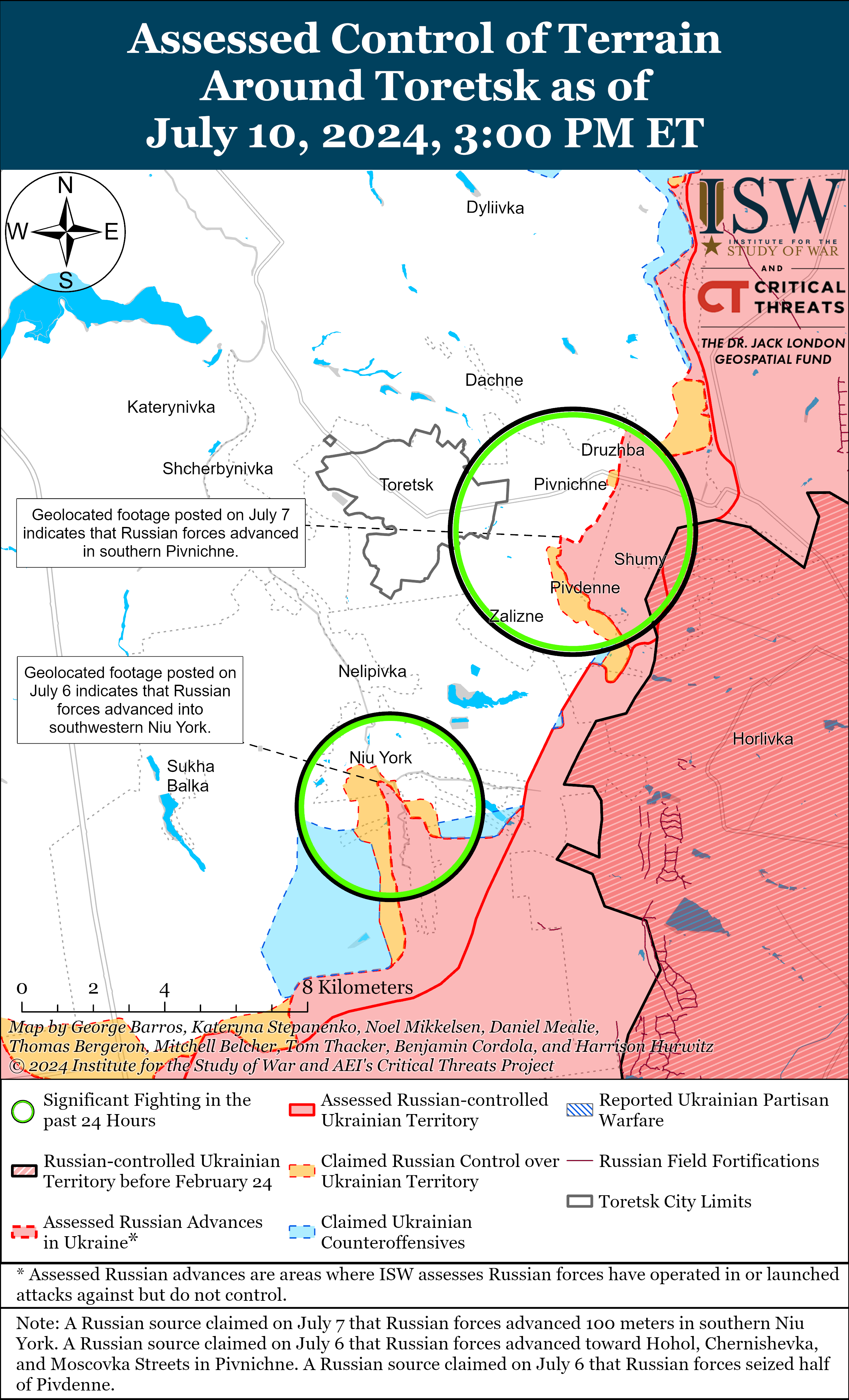 Росіяни просуваються під Авдіївкою, Кремінною, Донецьком та на Торецькому напрямку: карти ISW